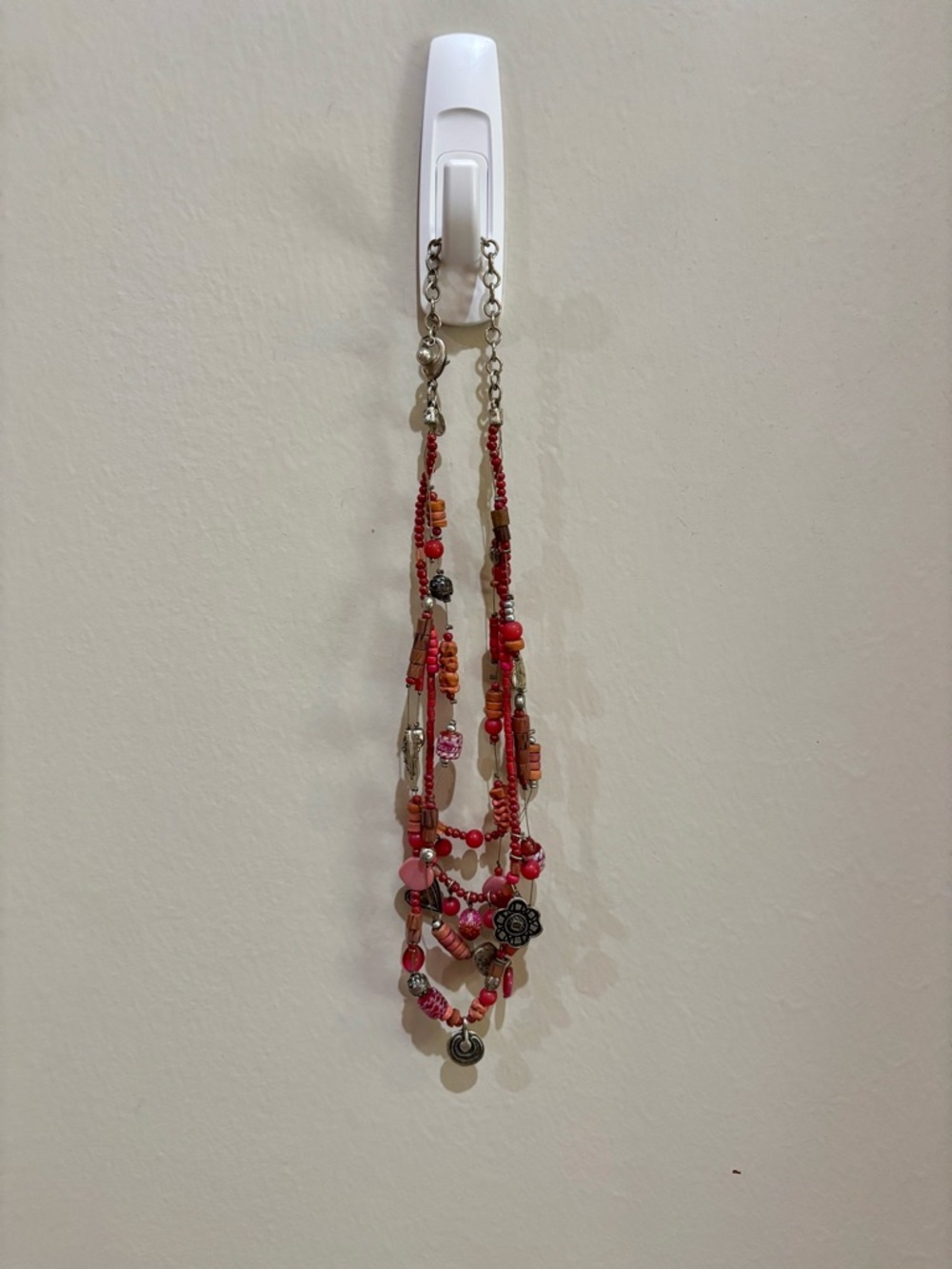 Chico’s Multi-Strand Pink Bead & Charm Necklace